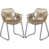Image de HOMCOM Lot de 2 chaises de salle à manger design bohème assise en corde tressée piètement en acier 56 x 59 x 74 cm