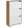 Image de HOMCOM Meuble à chaussures 3 abattants avec étagère réglable, 72L x 24P x 119H cm, naturel et blanc