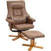 Image de HOMCOM Fauteuil relax inclinable 135° pivotant 360° avec repose-pieds revêtement microfibre marron