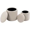 Image de HOMCOM Lot de 2 poufs tabourets repose-pieds coffre de rangement en tissu aspect velours côtelé Ø40 cm et Ø30 cm, blanc