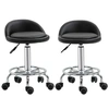 Image de HOMCOM Lot de 2 tabouret à roulette pivotant 360°, assise réglable 47-62H cm, acier chromé revêtement synthétique noir
