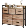 Image de HOMCOM Commode 7 tiroirs meuble de rangement tiroir en tissu pliant - structure acier noir - 98 x 29 x 85 cm