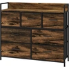 Image de HOMCOM Commode 7 tiroirs meuble de rangement tiroir en tissu pliant - structure acier noir - 98 x 29 x 85 cm