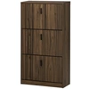 Image de HOMCOM Meuble à chaussures à 3 abattants 18 paires grande capacité pour entrée couloir salon 63 x 24 x 117 cm noyer foncé