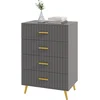 Image de HOMCOM Commode 4 tiroirs meuble de rangement chambre avec pieds en aluminium doré, 60L x 40l x 90H cm, gris