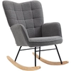 Image de HOMCOM Fauteuil à bascule rocking chair revêtement effet laine bouclée, structure en acier 71 x 98 x 101 cm Gris foncé
