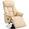 Image de HOMCOM Fauteuil inclinable pivotant repose-pied réglable accoudoirs piètement acier chromé revêtement synthétique PU crème