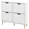 Image de HOMCOM Meuble à chaussures 4 abattants 16 paires avec étagère réglable pieds en bois de pin 95 x 26 x 95 cm blanc