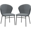 Image de HOMCOM Lot de 2 chaises de salle à manger assise rembourrée en tissu aspect lin pieds en acier stable design moderne gris