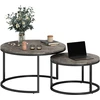 Image de HOMCOM Lot de 2 tables basses gigognes empilable design industriel plateau imitation ciment pieds en métal gris