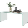 Image de HOMCOM Table basse en verre table de salon rectangulaire design moderne en verre trempé avec bords arrondis sûrs transparent