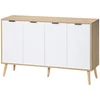 Image de HOMCOM Buffet bas meuble de rangement 2 placards 4 portes motif chevrons étagères réglables 120 x 35 x 77,4 cm blanc