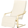 Image de HOMCOM Fauteuil Relax Confort et Relaxation avec Repose-Pied réglable déhoussable 94 x 66,5 x 100 cm cm Bois Massif Crème
