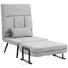 Image de HOMCOM Fauteuil convertible 3 en 1 lit 1 place dossier inclinable 5 positions, accoudoirs et coussin, tissu effet velours, gris