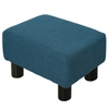Image de HOMCOM Pouf repose-pied tabouret bas en tissu de lin capacité de charge 100 Kg 40 x 30 x 24 cm bleu foncé