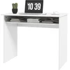 Image de HOMCOM Bureau informatique sobre épuré compact avec 1 étagère, panneaux de particules, dim. 90l x 50P x 74H cm, blanc laqué