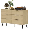 Image de HOMCOM Commode 6 tiroirs Commode moderne pour chambre à coucher avec design anti-basculement 110L x 40l x 75H cm Aspect bois