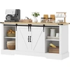 Image de HOMCOM Buffet meuble de rangement avec 2 portes coulissantes étagères réglables 150l x 40P x 72H cm en bois blanc chêne