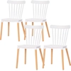 Image de HOMCOM Lot de 4 chaises style scandinave dossier haut assise en polypropylène pieds en hêtre 48 x 52,5 x 83 cm blanc