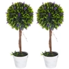 Image de HOMCOM Lot de 2 plantes Artificielles avec fleurs de lavande, tronc et pot inclus - hauteur 60 cm vert