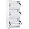 Image de HOMCOM Meuble à Chaussures Armoire à chaussures 3 Portes abattantes 3 Compartiments en bois 60L x 26I x 124H cm Blanc laqué