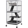 Image de PawHut Cage pour Petits Animaux Portable à 4 Niveaux avec Roulettes, 2 Portes, 3 Rampes, Hamac et Plateau Amovible