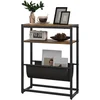 Image de HOMCOM Table d'appoint bout de canapé avec étagère et porte-revues structure en acier design industriel - 43l x 18P x 56H cm