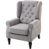 Image de HOMCOM Fauteuil de salon capitonné avec assise large, pieds en bois, style classique, grand confort, 74 x 86 x 102 cm, gris