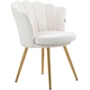 Image de HOMCOM Fauteuil coquillage chaise coiffeuse fauteuil en velours fauteuil de salon avec pieds en métal doré crème