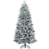 Image de HOMCOM Sapin de Noël artificiel 180 cm Arbre de Noël avec support en métal 1489 branches enneigées, pommes de pin, vert