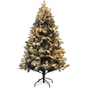 Image de HOMCOM Sapin de Noël Artificiel 180 cm lumineux LED 793 Branches enneigées grand réalisme support en acier pliable Vert