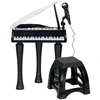 Image de AIYAPLAY Piano enfant électronique 32 touches multifonctions avec micro haut parleur tabouret couvercle lumineux LED noir