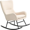 Image de HOMCOM Fauteuil à bascule, chaise à bascule, avec assise de 10 cm d'épaisseur, pieds incurvés en acier, beige et noir