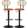 Image de HOMCOM Lot de 2 tabourets de bar chaises de bar hauteur réglable avec dossier en rotin et repose-pieds, marron