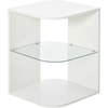 Image de HOMCOM Table d'appoint guéridon design contemporain bout de canapé étagère verre trempé blanc