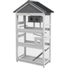 Image de PawHut Cage à oiseaux en bois cage perroquet aire de jeux toit asphalte imperméable 92 x 52 x 171 cm gris