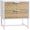 Image de HOMCOM Table de chevet, table d'appoint, avec tiroirs, cadre en acier, pour salon chambre, 45 x 39 x 48 cm, blanc et chêne