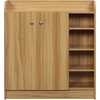 Image de HOMCOM Meuble de rangement à chaussures pour entrée avec 4 compartiments ouverts et placard double porte - étagère réglable
