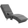 Image de HOMCOM Fauteuil relax salon fauteuil de massage et chauffage meridienne avec télécommande et oreiller, tissu effet lin, gris