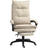 Image de Vinsetto Fauteuil de bureau massant avec hauteur réglable, dossier inclinable, repose-pied intégré et télécommande filaire beige