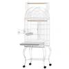 Image de PawHut Cage à oiseaux sur roulettes avec étagère plateau amovible 2 bols perchoir acier inoxydable 51 x 51 x 153 cm blanc
