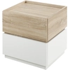 Image de HOMCOM Table de chevet empilable table de nuit table d'appoint avec 2 tiroirs pour chambre à coucher, salon - blanc et naturel