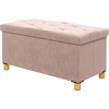 Image de HOMCOM Banc de rangement bout de lit pliable volume 67 L capacité de charge 120 kg avec couvercle 76L x 38l x 38H cm rose
