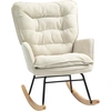 Image de HOMCOM Fauteuil à bascule, rocking chair en chenille, dossier et assise larges rembourrés, accoudoirs, 71 x 98,5 x 97 cm, beige
