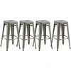 Image de HOMCOM Lot de 4 tabourets de bar industriel empilables hauteur assise 76 cm métal argent