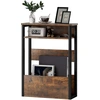 Image de HOMCOM Table d'appoint table de chevet avec étagère à deux niveaux coins arrondis 46l x 18P x 58,5H cm brun rustique