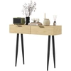 Image de HOMCOM Table console style nordique table d'entrée étroite avec 2 tiroirs et pieds en acier pour salon, entrée, couloir, chêne