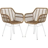 Image de HOMCOM Duo Chaises Salle à Manger Design Bohème Assise Tressée Pieds Acier Blanc Aosom France
