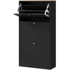 Image de HOMCOM Meuble à chaussures style scandinave 3 portes abattants 18 paires de chaussures 60 x 23,5 x 115 cm noir aspect bois