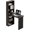 Image de HOMCOM Bureau avec rangement pliable murale rabattable avec bibliothèque poste de travail tableau à craie et étagère réglable